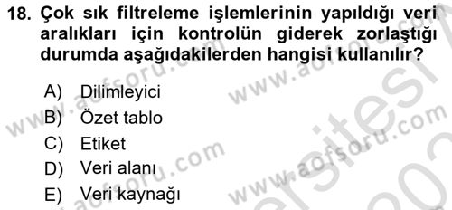 İşletme Analitiği Dersi 2025 - 2026 Yılı (Vize) Ara Sınav Soruları 18. Soru