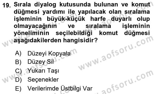 İşletme Analitiği Dersi 2025 - 2026 Yılı (Vize) Ara Sınav Soruları 19. Soru