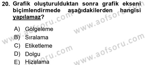 İşlem Tabloları Dersi 2016 - 2017 Yılı (Vize) Ara Sınav Soruları 20. Soru