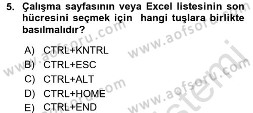 İşlem Tabloları Dersi 2016 - 2017 Yılı (Vize) Ara Sınav Soruları 5. Soru