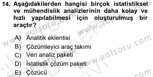 İşlem Tabloları Dersi 2016 - 2017 Yılı (Final) Dönem Sonu Sınav Soruları 14. Soru