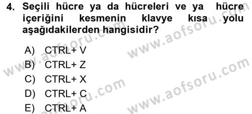 İşlem Tabloları Dersi 2016 - 2017 Yılı (Final) Dönem Sonu Sınav Soruları 4. Soru