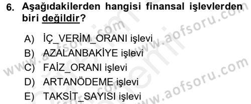 İşlem Tabloları Dersi 2016 - 2017 Yılı (Final) Dönem Sonu Sınav Soruları 6. Soru
