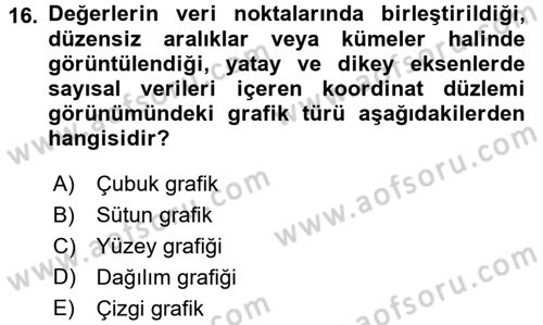 İşlem Tabloları Dersi 2017 - 2018 Yılı (Vize) Ara Sınav Soruları 16. Soru