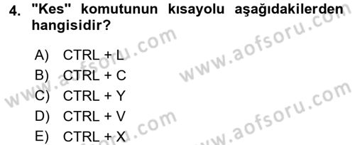 İşlem Tabloları Dersi 2017 - 2018 Yılı (Vize) Ara Sınav Soruları 4. Soru
