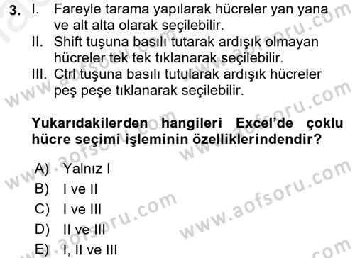İşlem Tabloları Dersi 2017 - 2018 Yılı (Final) Dönem Sonu Sınav Soruları 3. Soru