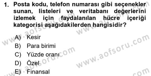 İşlem Tabloları Dersi 2018 - 2019 Yılı 3 Ders Sınav Soruları 1. Soru
