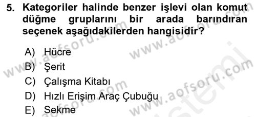 İşlem Tabloları Dersi Ara Sınavı Deneme Sınav Soruları 5. Soru