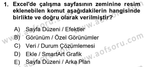 İşlem Tabloları Dersi 2018 - 2019 Yılı (Final) Dönem Sonu Sınav Soruları 1. Soru