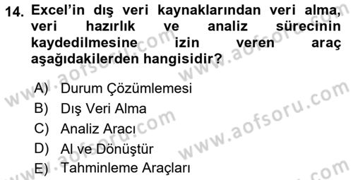 İşlem Tabloları Dersi 2018 - 2019 Yılı (Final) Dönem Sonu Sınav Soruları 14. Soru