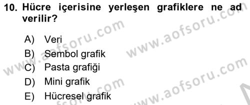 İşlem Tabloları Dersi 2018 - 2019 Yılı Yaz Okulu Sınav Soruları 10. Soru