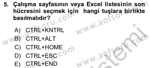 İşlem Tabloları Dersi 2018 - 2019 Yılı Yaz Okulu Sınav Soruları 5. Soru