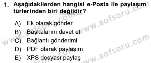 İşlem Tabloları Dersi Ara Sınavı Deneme Sınav Soruları 1. Soru