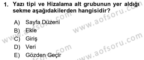 İşlem Tabloları Dersi 2019 - 2020 Yılı (Final) Dönem Sonu Sınav Soruları 1. Soru