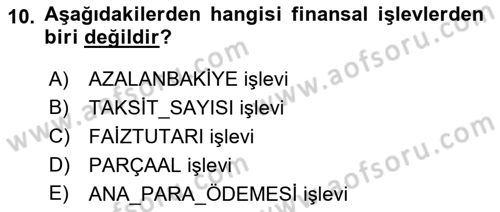 İşlem Tabloları Dersi 2019 - 2020 Yılı (Final) Dönem Sonu Sınav Soruları 10. Soru