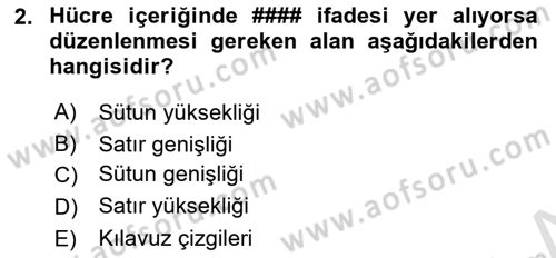 İşlem Tabloları Dersi 2019 - 2020 Yılı (Final) Dönem Sonu Sınav Soruları 2. Soru