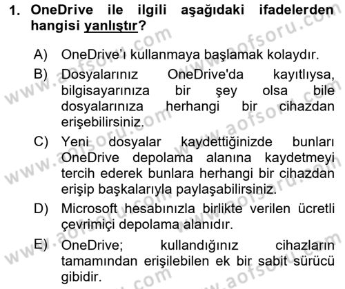 İşlem Tabloları Dersi 2020 - 2021 Yılı Yaz Okulu Sınav Soruları 1. Soru