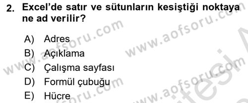 İşlem Tabloları Dersi 2020 - 2021 Yılı Yaz Okulu Sınav Soruları 2. Soru