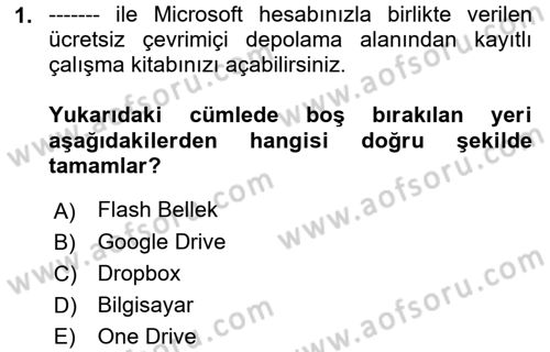 İşlem Tabloları Dersi Ara Sınavı Deneme Sınav Soruları 1. Soru