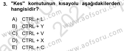 İşlem Tabloları Dersi Ara Sınavı Deneme Sınav Soruları 3. Soru