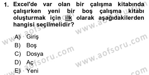 İşlem Tabloları Dersi 2021 - 2022 Yılı (Final) Dönem Sonu Sınav Soruları 1. Soru