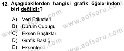İşlem Tabloları Dersi 2021 - 2022 Yılı Yaz Okulu Sınav Soruları 12. Soru