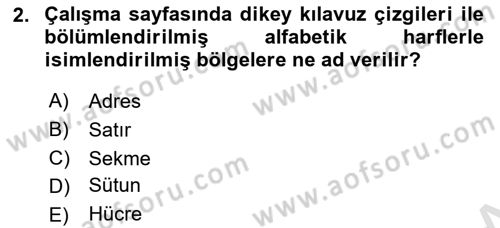 İşlem Tabloları Dersi 2022 - 2023 Yılı Yaz Okulu Sınav Soruları 2. Soru