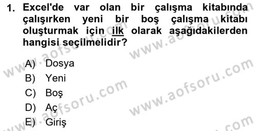 İşlem Tabloları Dersi 2023 - 2024 Yılı (Vize) Ara Sınav Soruları 1. Soru