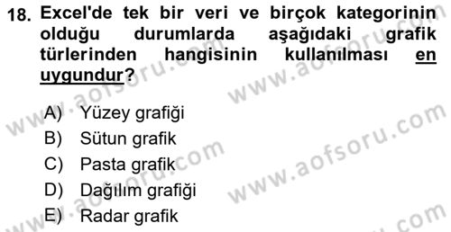 İşlem Tabloları Dersi 2023 - 2024 Yılı (Vize) Ara Sınav Soruları 18. Soru