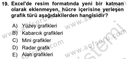İşlem Tabloları Dersi 2023 - 2024 Yılı (Vize) Ara Sınav Soruları 19. Soru