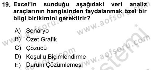 İşlem Tabloları Dersi 2023 - 2024 Yılı (Final) Dönem Sonu Sınav Soruları 19. Soru