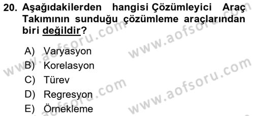 İşlem Tabloları Dersi 2023 - 2024 Yılı (Final) Dönem Sonu Sınav Soruları 20. Soru