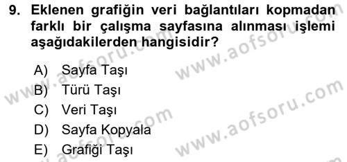 İşlem Tabloları Dersi 2023 - 2024 Yılı Yaz Okulu Sınav Soruları 9. Soru