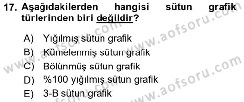 İşlem Tabloları Dersi Ara Sınavı Deneme Sınav Soruları 17. Soru