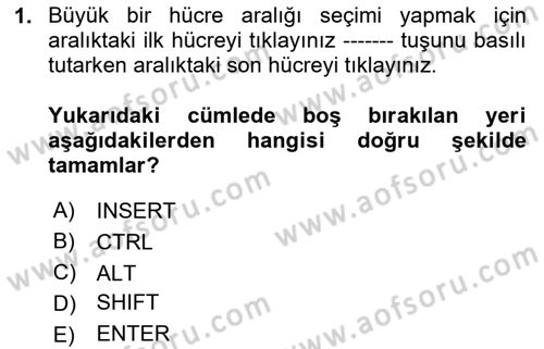 İşlem Tabloları Dersi 2024 - 2025 Yılı (Final) Dönem Sonu Sınav Soruları 1. Soru
