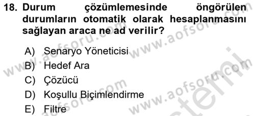 İşlem Tabloları Dersi 2024 - 2025 Yılı (Final) Dönem Sonu Sınav Soruları 18. Soru