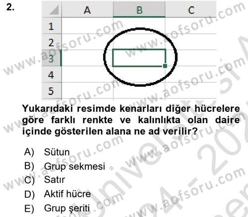 İşlem Tabloları Dersi 2024 - 2025 Yılı (Final) Dönem Sonu Sınav Soruları 2. Soru