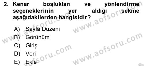 İşlem Tabloları Dersi 2024 - 2025 Yılı Yaz Okulu Sınav Soruları 2. Soru