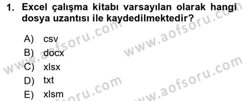 İşlem Tabloları Dersi 2025 - 2026 Yılı (Vize) Ara Sınav Soruları 1. Soru
