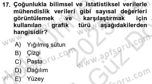 İşlem Tabloları Dersi 2025 - 2026 Yılı (Vize) Ara Sınav Soruları 17. Soru