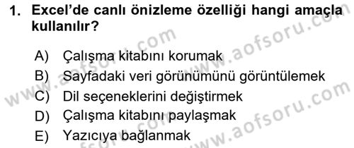 İşlem Tabloları Dersi 2025 - 2026 Yılı (Final) Dönem Sonu Sınav Soruları 1. Soru