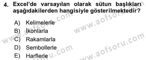 İşlem Tabloları Dersi 2025 - 2026 Yılı (Final) Dönem Sonu Sınav Soruları 4. Soru