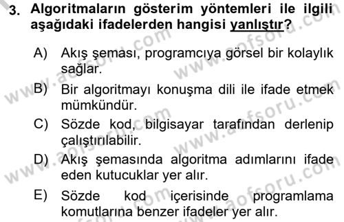 Algoritmalar Ve Programlama Dersi 2016 - 2017 Yılı (Vize) Ara Sınav Soruları 3. Soru