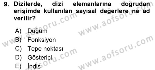 Algoritmalar Ve Programlama Dersi 2016 - 2017 Yılı (Vize) Ara Sınav Soruları 9. Soru