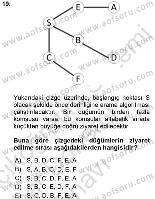 Algoritmalar Ve Programlama Dersi 2016 - 2017 Yılı (Final) Dönem Sonu Sınav Soruları 19. Soru