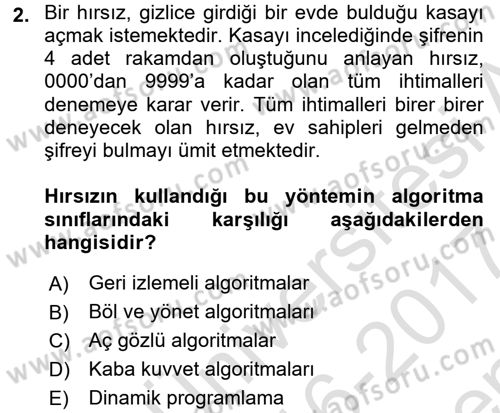 Algoritmalar Ve Programlama Dersi 2016 - 2017 Yılı (Final) Dönem Sonu Sınav Soruları 2. Soru