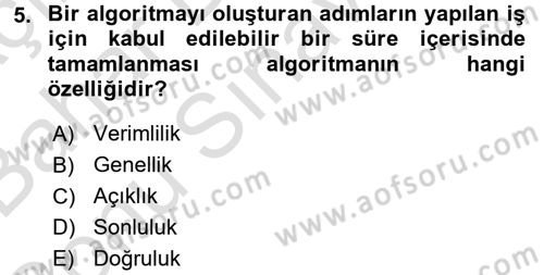 Algoritmalar Ve Programlama Dersi 2016 - 2017 Yılı (Final) Dönem Sonu Sınav Soruları 5. Soru