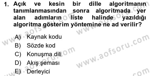 Algoritmalar Ve Programlama Dersi 2017 - 2018 Yılı (Vize) Ara Sınav Soruları 1. Soru
