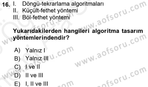 Algoritmalar Ve Programlama Dersi 2017 - 2018 Yılı (Vize) Ara Sınav Soruları 16. Soru