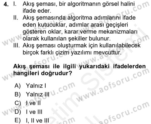 Algoritmalar Ve Programlama Dersi 2017 - 2018 Yılı (Vize) Ara Sınav Soruları 4. Soru